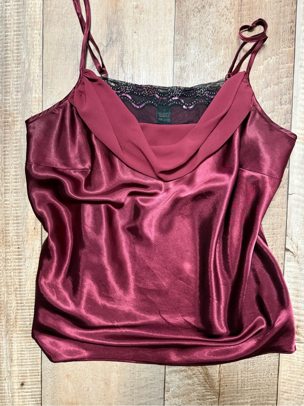 Lane Bryant Satin Cowl Neck Tank Top - Burgundy